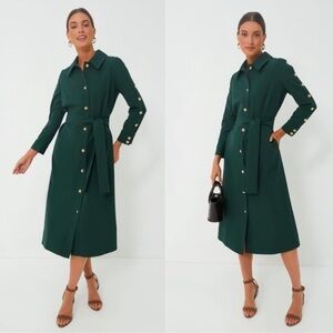 Tuckernuck | NEW Forest Green Belted Sarah Long Sleeve A-Line Maxi Dress Size M